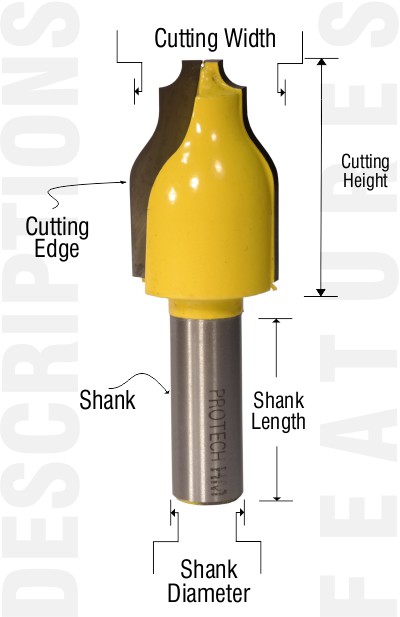 Descriptions for classical cove router bits from PRO-TECH